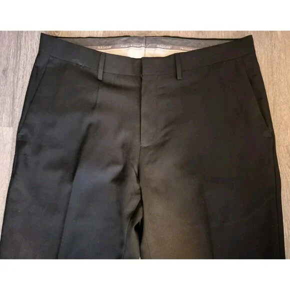 Haggar Dress Pants Classic Fit Premium Comfort Black Size 34 Waist x 29 Length - Picture 2 of 15
